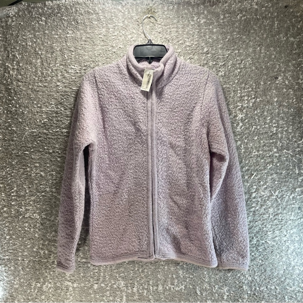 L.L. Bean Women Wool Full Zip Purple Sweater Small USA Made Vintage NWT